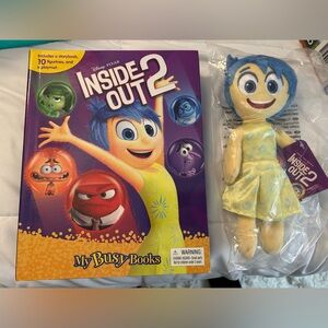 Disney Inside Out 2 Joy Plush and Book Set - Blue and Yellow